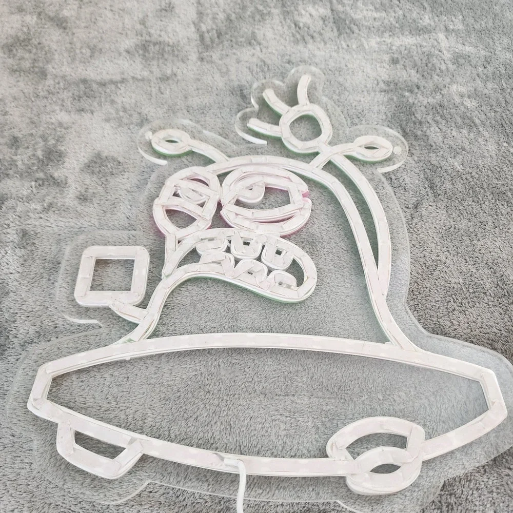 Custom LED‎ Neon Alien UFO Cartoon Sign Pink Green White Wall Art Light Deco